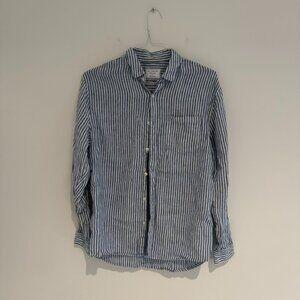 Cotton On Blue and White Linen Stripped Button Up Size Small Like New